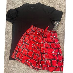 Ethika new youth medium red black shorts and youth large black shirt